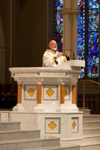 Cardinal Seán Patrick O'Malley, OFM, Cap., Archbishop of Boston, gives a homily on the Immaculate Conception to students of Cathedral High School