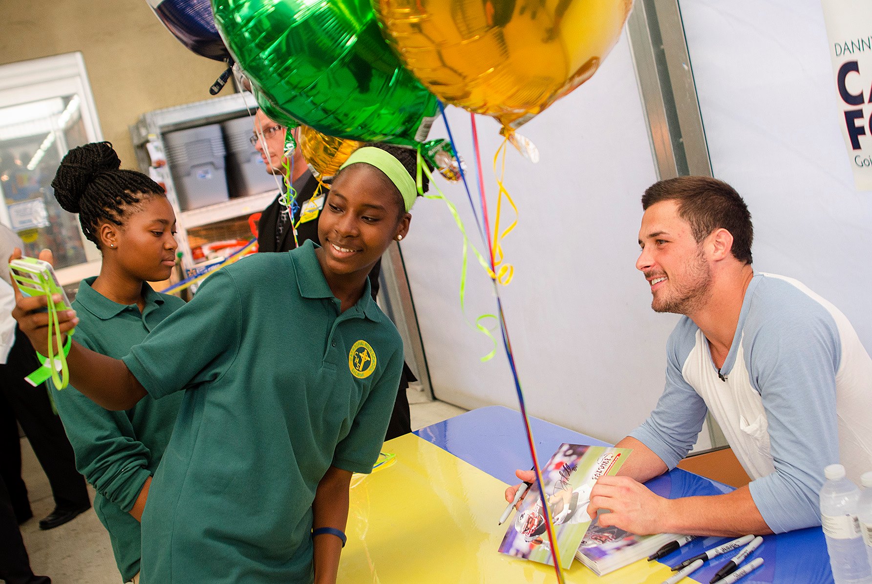 Danny Amendola with Cathedral High School students