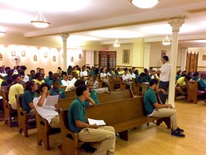 Students Reflect in the Chapel after Back to School activities