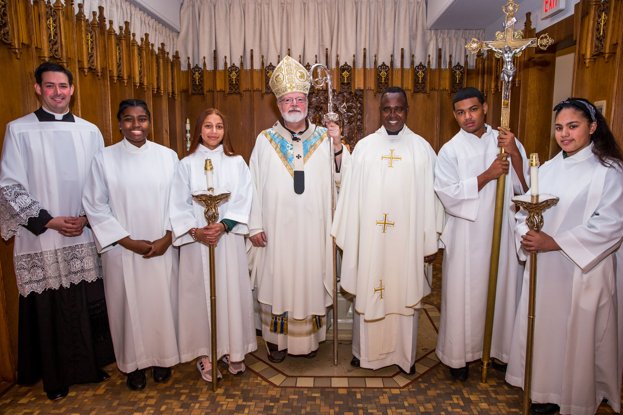 Altar Servers of Cathedral High School with Cardinal Seán O'Malley, Archbishop of Boston