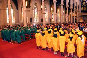 Friends and family applaud the newly-graduated Class of 2016 at the 86th Commencement Exercises in the Cathedral of the Holy Cross, Boston