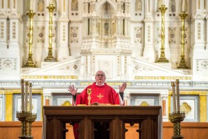 Father William Schmidt celebrates the Mass of the Holy Spirit in the Cathedral of the Holy Cross Boston