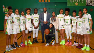 Girls Varsity Basketball team at Cathedral High School of Boston with Coach Clinton Lassiter 2020