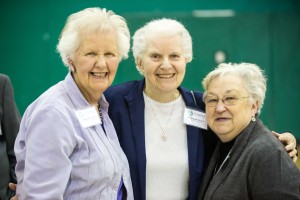 Award recipient Sr. Margaret Tuley, DC '53 mingles with friends at the reception for the St. Joseph the Worker Alumni Awards ceremony on April 11